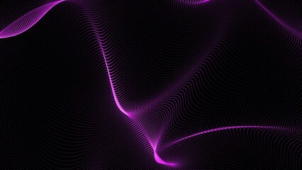Aufkleber - abstract purple particle dots wave background. digital particle cyber or technology background, anim