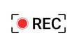 © Sawaira - Recording sign icon. Red logo camera video recording symbol, rec icon