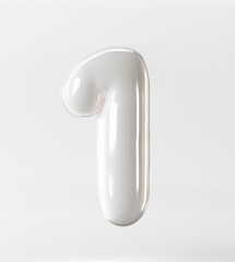 Poster - ai generated photo with inflatable white color number 1. minimalistic balloon isolated on a white ba