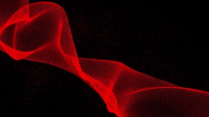 Poster - Abstract mir red color wave isolated on the black background.