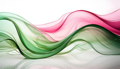 Aufkleber - abstract green and pink waves on white background