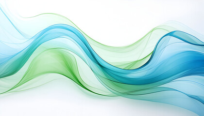 Aufkleber - Abstract Green And Blue Waves On White Background