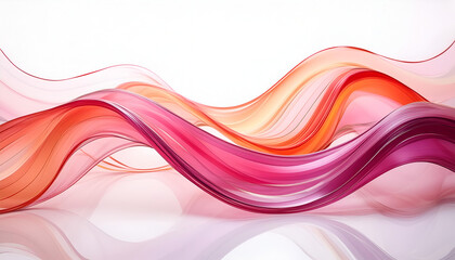 Poster - Abstract Pink And Orange Wavy Lines On A White Background