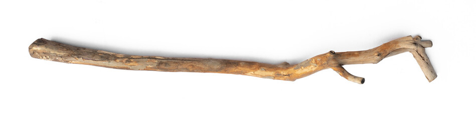 wooden old dry stick isolated on white background