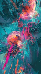 Wall Mural - abstract and colorful space scene exploding with color and light, perfect for any project needing a 
