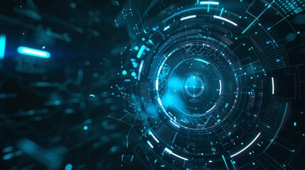 Futuristic HUD Interface - Blue and Black Circular Abstract Design