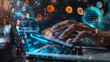© Working Moments - Hands Typing on Laptop with Blurred Lights and Code - Digital Technology Concept
