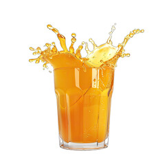 Wall Mural - Glass of Splashing Orange Juice , Capturing the Vibrant Orange Color and Dynamic Motion.. Isolated on a Transparent Background. Cutout PNG.