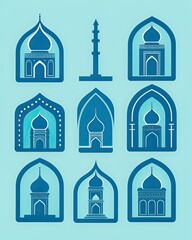 Canvas Print - mosque blue color icon. masjid blue icon