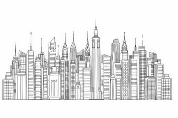 Wall Mural - Modern Architecture building construction perspective design, building sketch line drawing on white background