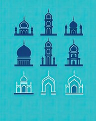 Canvas Print - Blue icons set