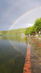 Canvas Print - rainbow over the lake