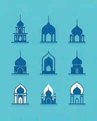 Wall Mural - mosque red icon. symbol. ornament. element. minaret. illustration of a red mosque. dome. cupola. church. worship place. Holy. Muslim. icon set. church of the holy trinity. cathedral icon. landmarks 