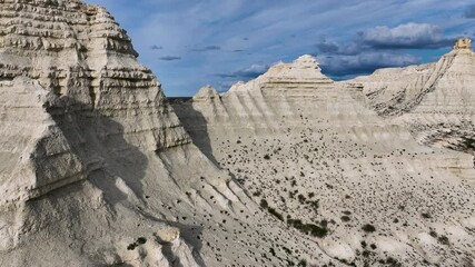 Wall Mural - The western slope of Aktolagai plateau is steep, divided by logs and ravines. Aktobe region, Kazakhstan.