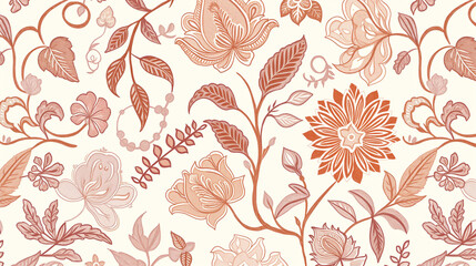 Wall Mural - A floral pattern with orange and white flowers