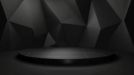 Poster - Black Geometric Abstract Background with a Platform