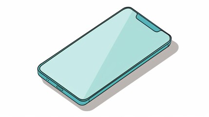 Wall Mural - Flat Vector Illustration of Modern Smartphone with Mint Green Display