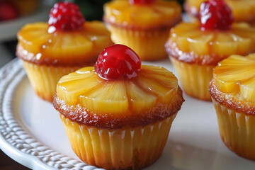 Wall Mural - pineapple and cream cupcakes