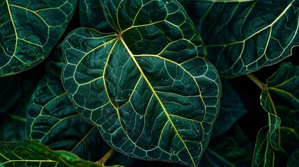 Green tropical plant close-up