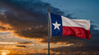 © QuasarCR - Texas flag waving on a sunset background