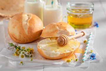 Wall Mural - Tasty and fresh wheat buns in the morning.