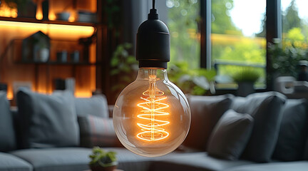 Poster - A smart light bulb with a minimalist approach, featuring a clean and understated design that integrates seamlessly into any home decor. Generative AI.