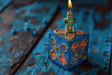 Sticker - Candle lit on wooden table