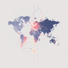 Aufkleber - A simple and symbolic world map with highlighted routes, perfect for travel agencies and global booking services. Generative AI