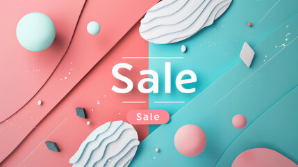 Abstract Pastel Sale Banner with Elements