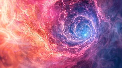 Cosmic Whirlpool. Abstract art of a vibrant, swirling vortex of colorful nebula clouds in space. Concepts. galaxy, universe, wormhole, energy, singularity.