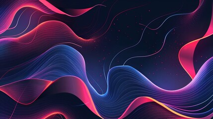 Wall Mural - Abstract Background with Flowing Neon Lines and Waves. Vibrant, Colorful Design for Digital Art, Wallpaper, and Modern Graphics.