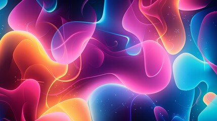 Wall Mural - Vivid Abstract Background.  Swirls of Neon Pink, Blue, and Orange