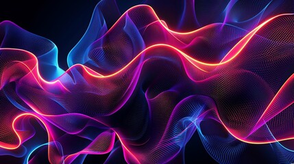 Wall Mural - Abstract Flowing Neon Lines Background, Vibrant pink, purple, and blue waves of light for technology, music, or modern art concepts