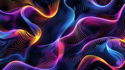Wall Mural - Vivid abstract background with colorful, flowing lines and a futuristic, digital art style. Perfect for technology, music, or modern design projects.