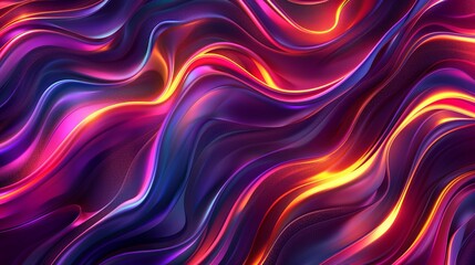 Wall Mural - Abstract Flowing Neon Waves Background. Vibrant Purple, Blue, and Orange Liquid Motion Graphic