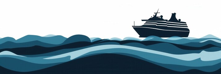 Poster - A minimalist and elegant image depicting a sailboat silhouette on a calm ocean at sunset, perfect for companies offering sea travel and yachting. Generative AI