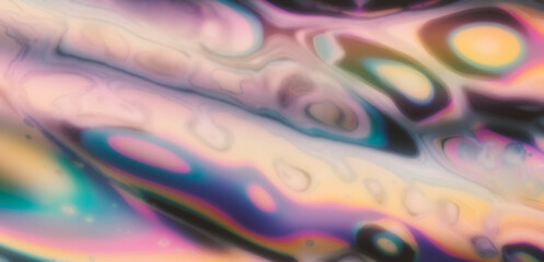 Poster - Close-up of holographic gasoline stains. Conceptual abstract illustration of toxic chemicals.
