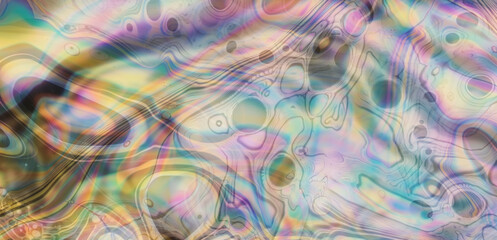 Poster - Close-up of holographic gasoline stains. Conceptual abstract illustration of toxic chemicals.