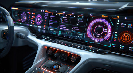 Poster - The interface design of the car screen. Generative AI.