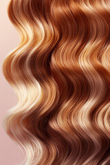 Wall Mural - Close-up of wavy red hair strands. The hair looks shiny and healthy, with natural waves. This image emphasizes the vibrant red color and texture of the hair, perfect for beauty and hair care themes.