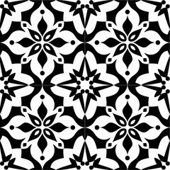 Wall Mural - Modern seamless geometric black and white pattern.