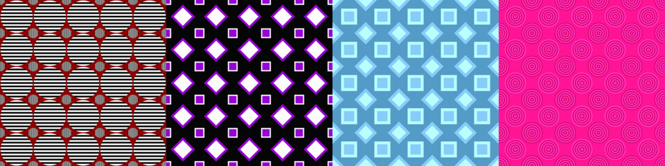 Poster - Seamless geometric threetone pattern set