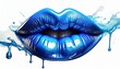 © Kyeema Mizell - Blue metallic lips isolated on white background; make up concept, creative idea for lipsticks lovers