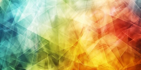 Poster - A colorful background with a lot of triangles. The background is a mix of blue, yellow, and red