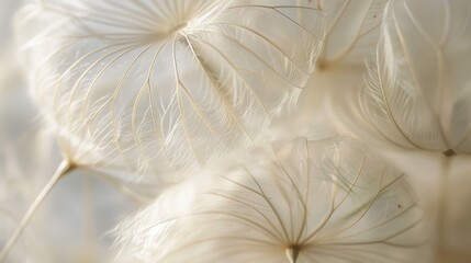 Aufkleber - A closeup image of dandelion seed heads, showcasing their delicate structure and ethereal beauty against a soft, blurred background