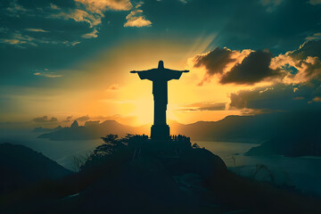 Poster - Brazil Christ the Redeemer symbol cross.