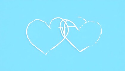 Wall Mural - white hearts with blue background, ai generated