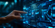 © ClicksdeMexico - A hand pointing at a blue screen with the word AI on it