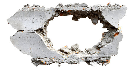 Wall Mural - A large hole in a wall with a white background