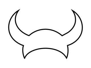 Wall Mural - Black outline of a Viking helmet isolated on a white background. Concept of Norse mythology, medieval history, warrior icon, minimalist style.